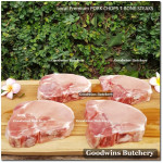 Pork CHOP SKIN OFF T-BONE (with tenderloin) 3/4" 2cm frozen Local Premium (price/pack 700g 2pcs)